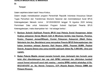 Pemberitahuan Bantuan Subsidi Gaji/Upah Peserta BPJS bagi Pekerja Sosial Keagamaan